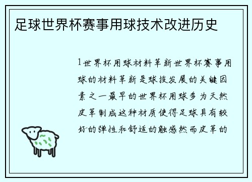 足球世界杯赛事用球技术改进历史